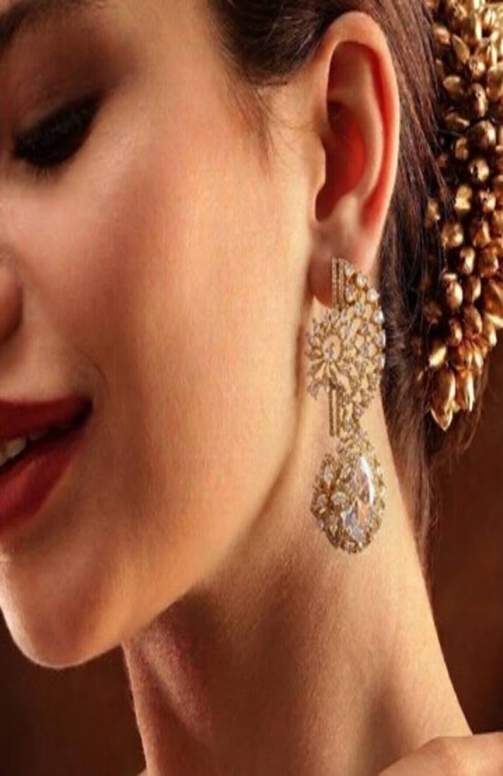 Celestial cascade polki chand drop earrings