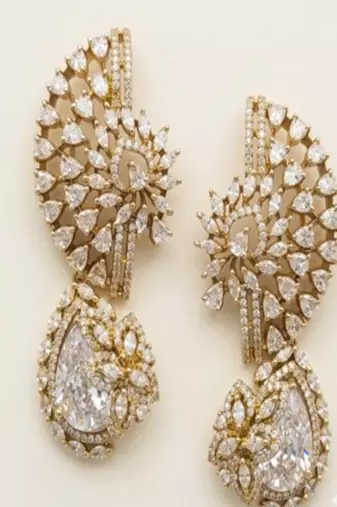 Celestial cascade polki chand drop earrings