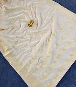 White Zari Woven Work Art Silk Saree