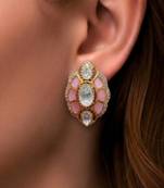 Blush enamel polki stud earrings