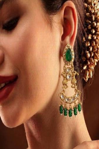 Emerald royal jharokha drop earrings
