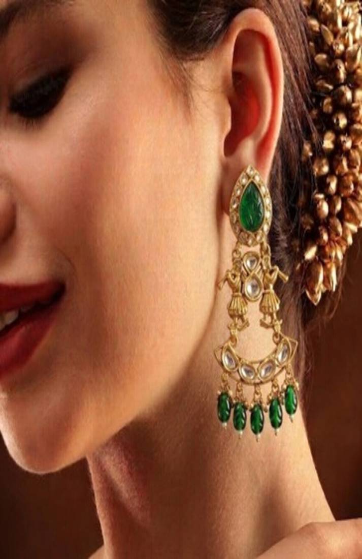 Emerald royal jharokha drop earrings