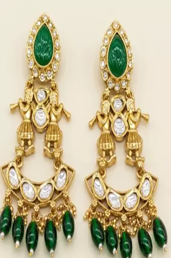 Emerald royal jharokha drop earrings