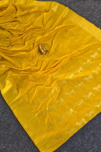 Yellow Color Zari woven  Work Silk Saree