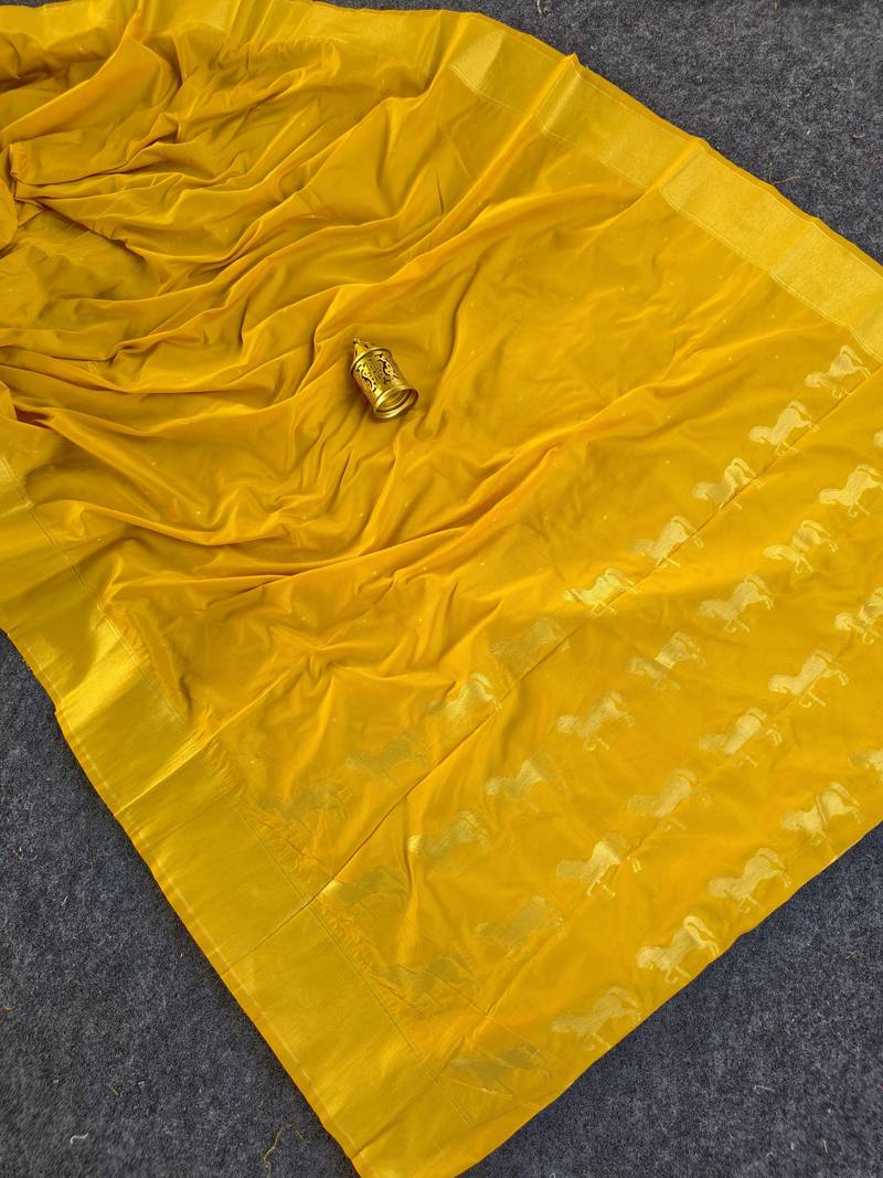Yellow Color Zari woven  Work Silk Saree