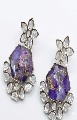 Amethyst bloom polki drop earrings 2