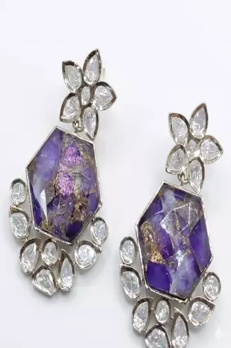 Amethyst bloom polki drop earrings