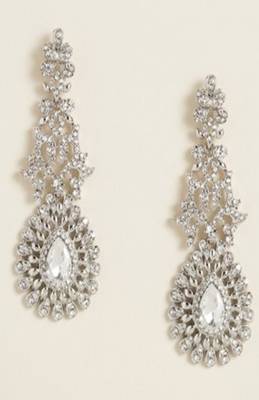 Silver-tone crystal chandelier statement earrings 2