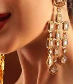 Geometric kundan chandelier earrings