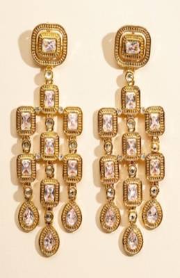 Geometric kundan chandelier earrings 2