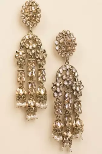Antique gold & polki jhumka dangler earrings