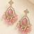 Rose pink & kundan pear-drop earrings