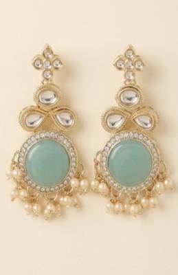 Mint green & kundan heritage drop earrings 2