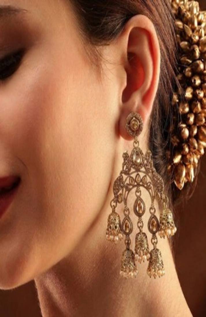 The royal gulistaan triple-tier jhumkas
