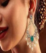 Emerald pearl & kundan chandbali earrings