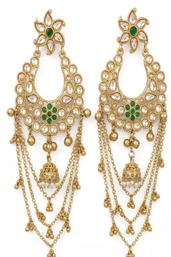 Blue polki kundan studded drop vine necklace set