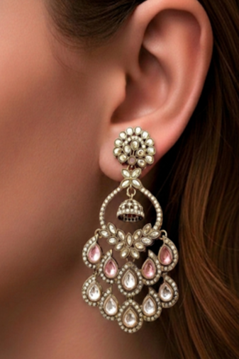 The gulabi noor chandbali jhumkas