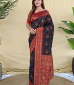 Black Color Zari Weaving Desige Work Silk Saree