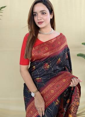 Black Color Zari Weaving Desige Work art silk saree 2