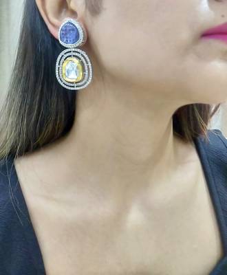 blue sterling silver earrings with ad design work 1