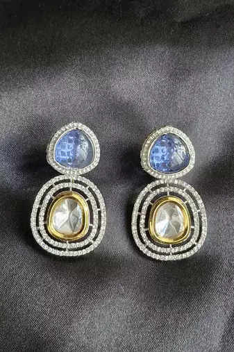 blue sterling silver earrings with ad design work