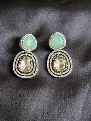 silver copper earrings with american diamonds work 1