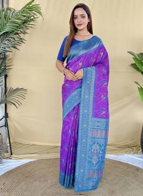 Purple Color Zari Weaving Desige Work art silk saree 1