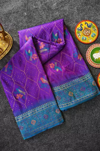 Purple Color Zari Weaving Desige Work art silk saree