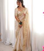 Embroidered Seqwance work Ho Silk Women's Saree With Blouse Set