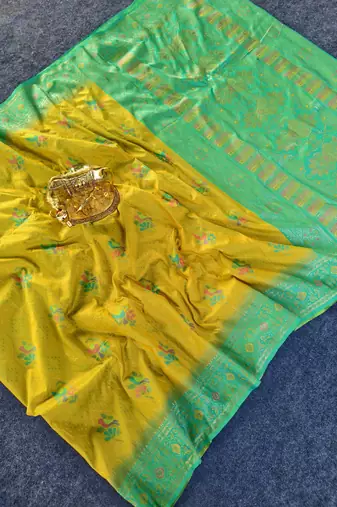 Yellow Color Zari Weaving Desige Work art silk saree