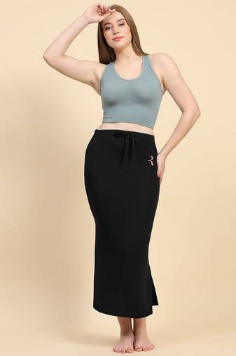 Women 4 way lycra stretchable mermaid fit saree shapewear petticoat with drawstring