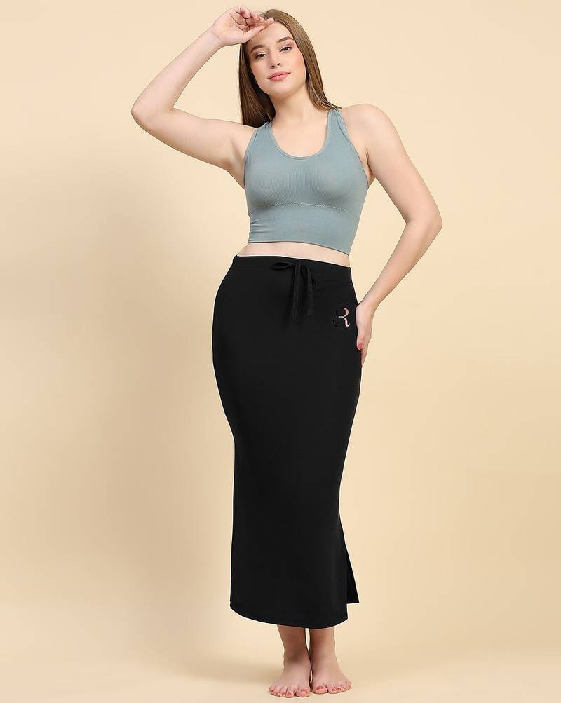 Women 4 way lycra stretchable mermaid fit saree shapewear petticoat with drawstring