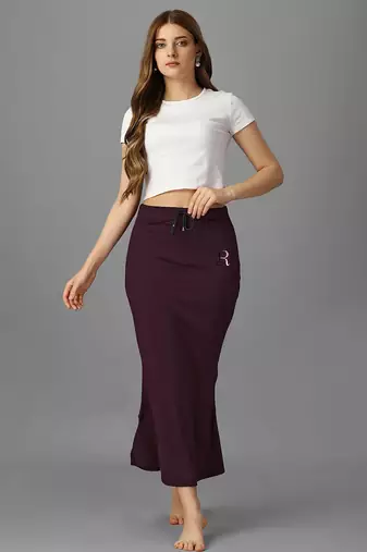 wine lycra blend saree shapewear with mermaid fit