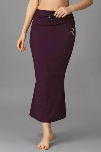 wine lycra blend saree shapewear with mermaid fit