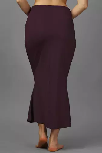 wine lycra blend saree shapewear with mermaid fit