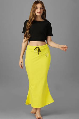 Women 4 way lycra stretchable mermaid fit saree shapewear petticoat with drawstring