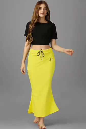 yellow blended saree shapewear with mermaid cut design