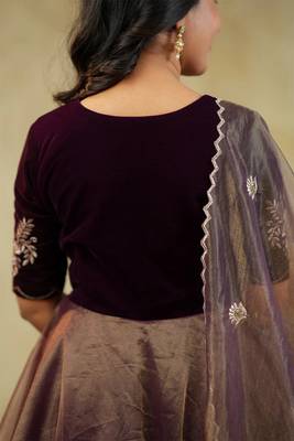 Embroidered Fit & Flared Maxi Ethnic Dress With Dupatta 4