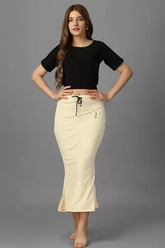 beige lycra blend saree shapewear with mermaid fit