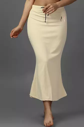 beige lycra blend saree shapewear with mermaid fit