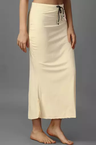 beige lycra blend saree shapewear with mermaid fit