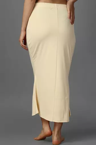 beige lycra blend saree shapewear with mermaid fit