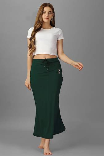 Women 4 way lycra stretchable mermaid fit saree shapewear petticoat with drawstring