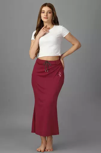 maroon lycra blend saree shapewear with mermaid fit