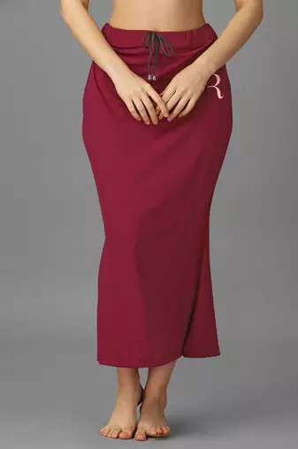 maroon lycra blend saree shapewear with mermaid fit