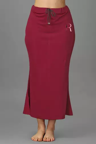maroon lycra blend saree shapewear with mermaid fit
