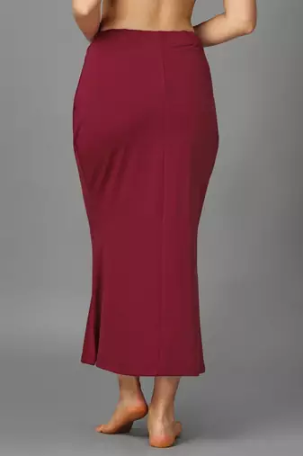 maroon lycra blend saree shapewear with mermaid fit