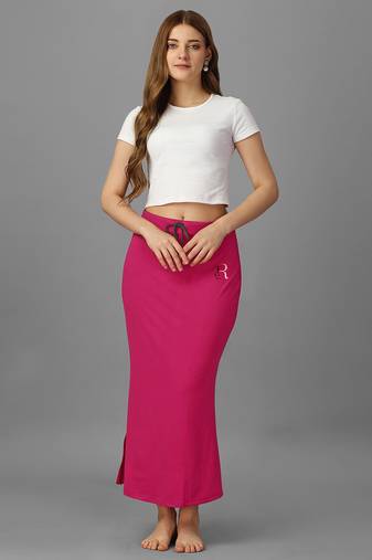 pink lycra blend saree shapewear with mermaid fit