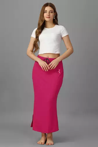 pink lycra blend saree shapewear with mermaid fit
