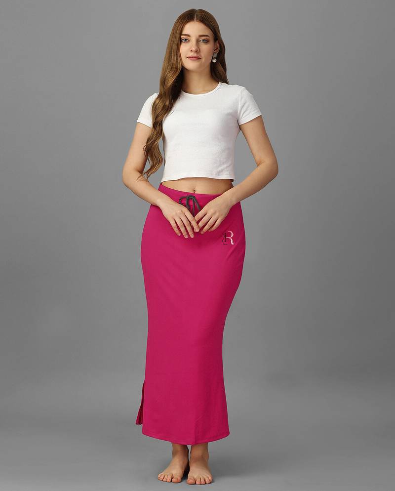 Women 4 way lycra stretchable mermaid fit saree shapewear petticoat with drawstring